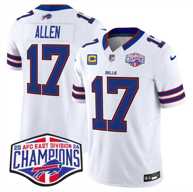 Men%27s Buffalo Bills #17 Josh Allen White F.U.S.E. 2024 AFC East Division Champions With 4-Star C Ptach Vapor Limited Stitched Jersey->buffalo bills->NFL Jersey